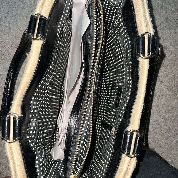 Kate Spade Tote Bag Brown Wool Studs One Shoulder - Picture 7 of 8